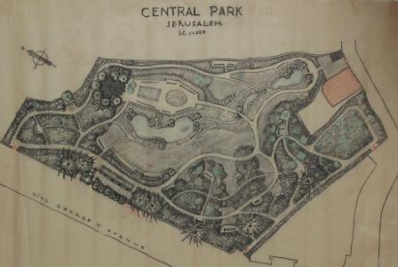תכנית גן צבורי ברחוב המלך ג'ורג'  בירושלים, 1942 (A175M\213)